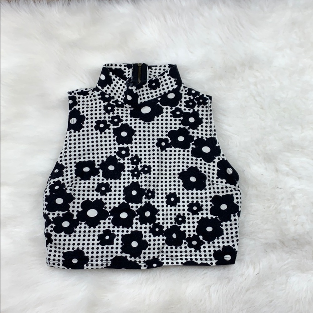Juniors Crop Top Floral Shirt With Zip Back
